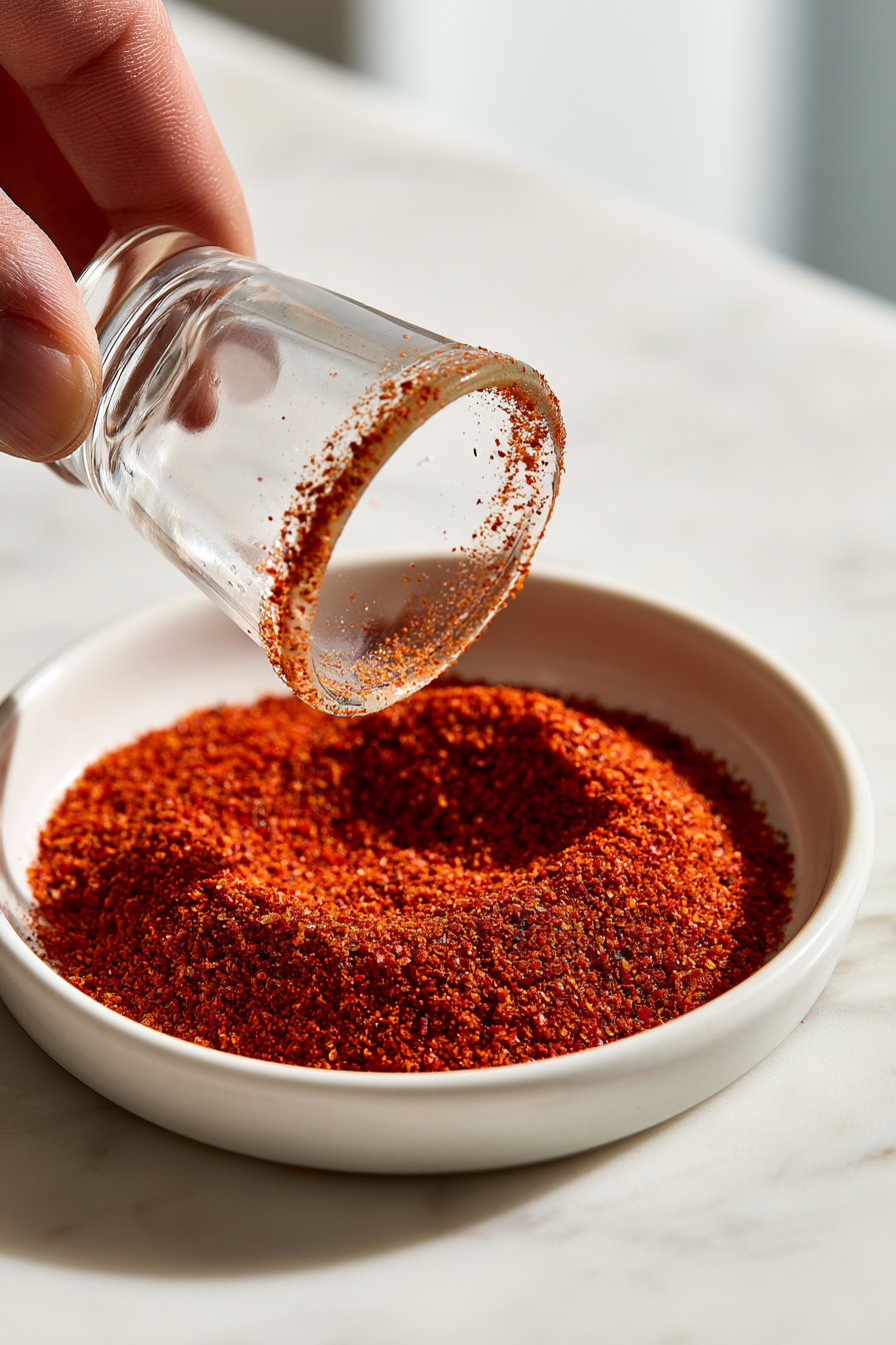 Dip the rimmed glasses into Tajín on a small plate to coat