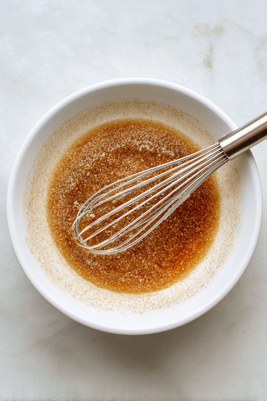 Mix vinegar, brown sugar, and salt in a large bowl