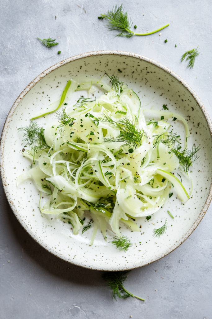 Shaved Fennel Salad with Croutons and Walnuts