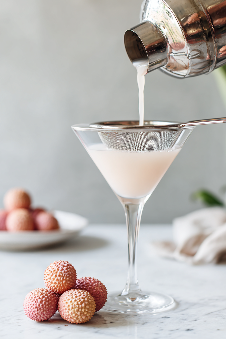 Strain the mixture into a martini glass