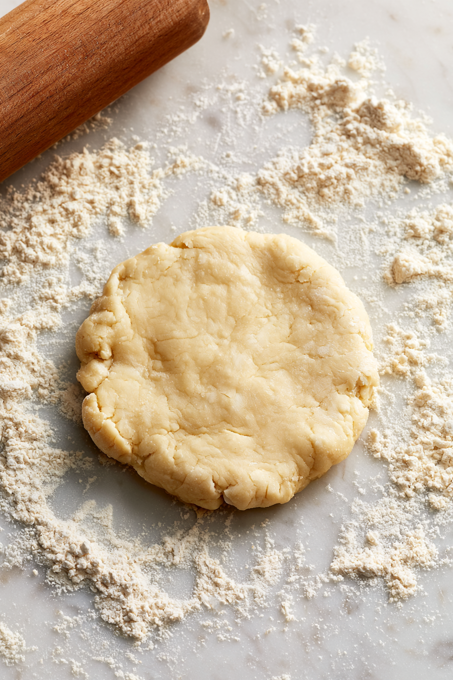 Turn dough onto a floured surface, shape into a ball, and flatten into a disc