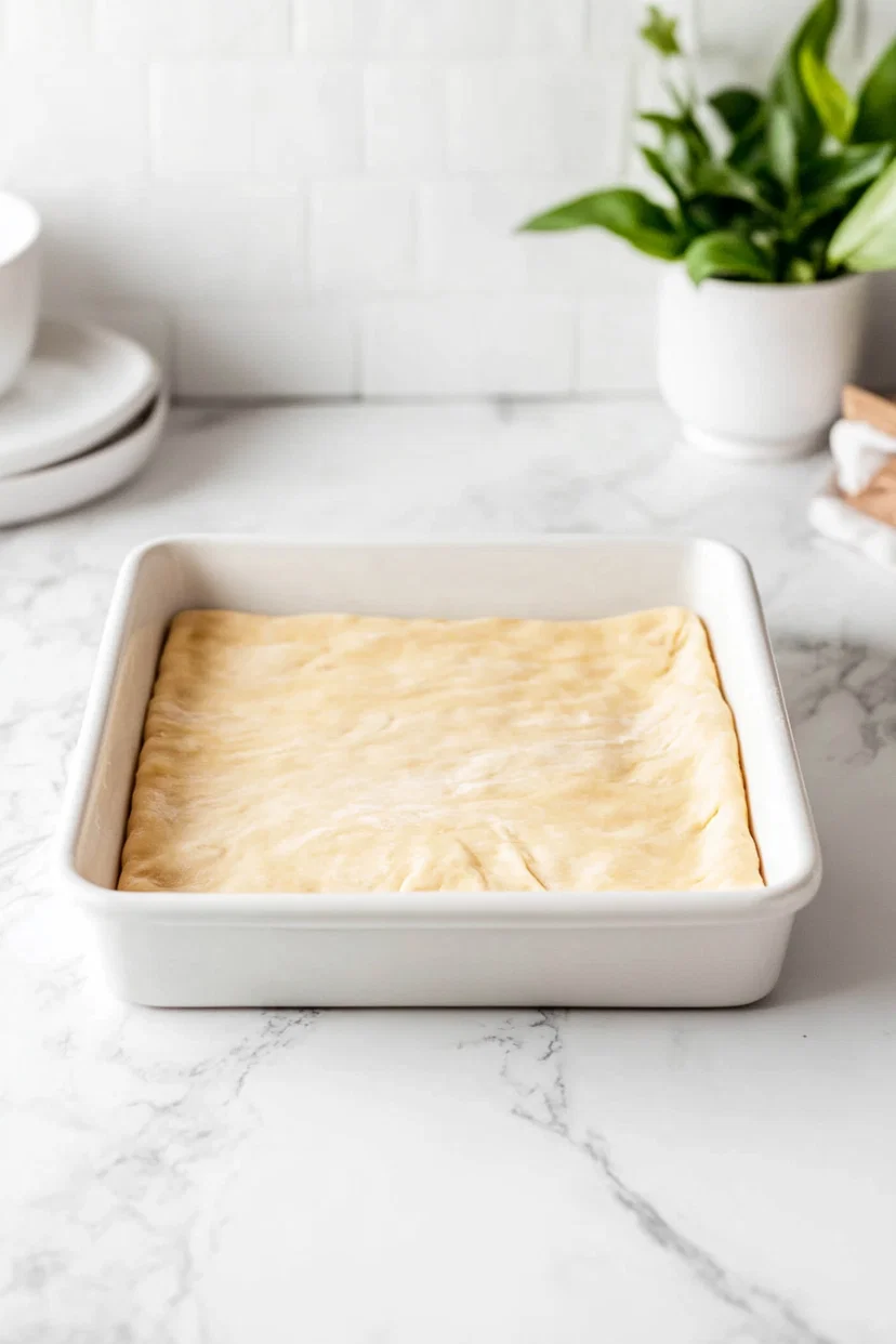 crescent dough into the bottom of the dish