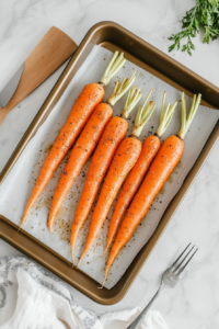 Arranging Carrots on the Baking Sheet for Roasted Carrots