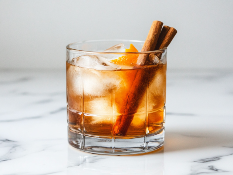 Autumn Rum Old Fashioned cocktail is ready to serve