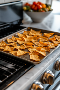 Baking the Tortilla Chips in the Oven for Spooky Halloween Tortilla Chips Recipe