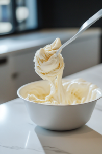 Churning chilled Pumpkin Ice Cream mixture in ice cream maker