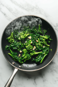 Combining Ingredients for Orecchiette with Broccoli Rabe