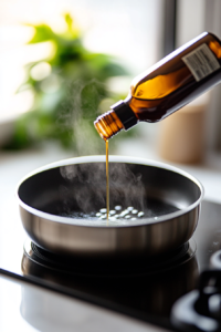 Cooking the Apple Cider Cream Pie filling mixture on the stove