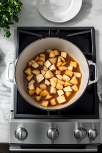 Cooking the Caramelized Apples for Cinnamon Apple Fritters