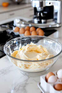 Cream cheese and sugar mixture for pumpkin cheesecake bars filling