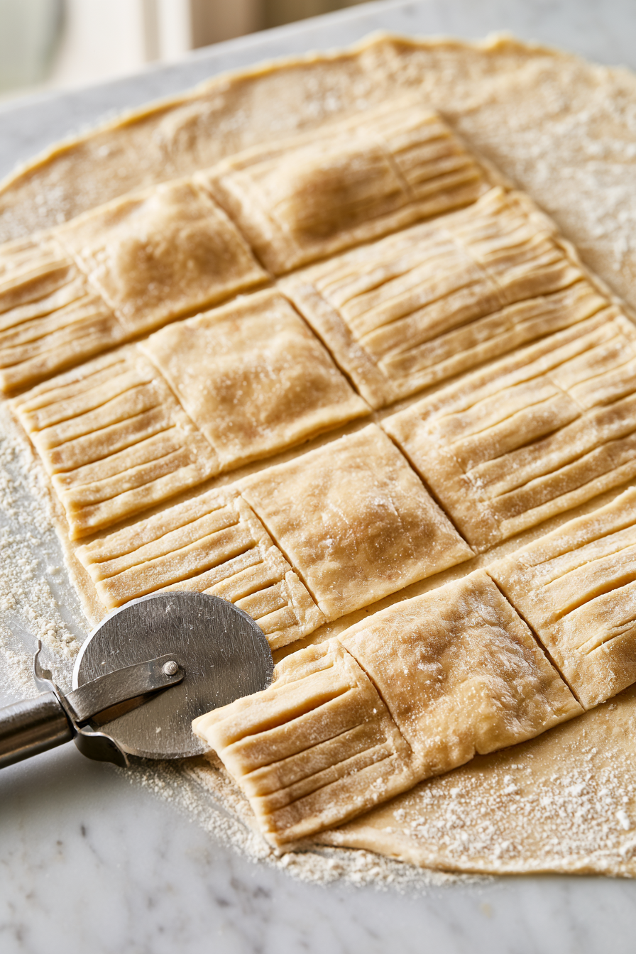 Cut and roll out the pizza dough into 8 rectangles