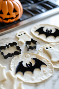 Cutting Out Spooky Shapes from Tortillas