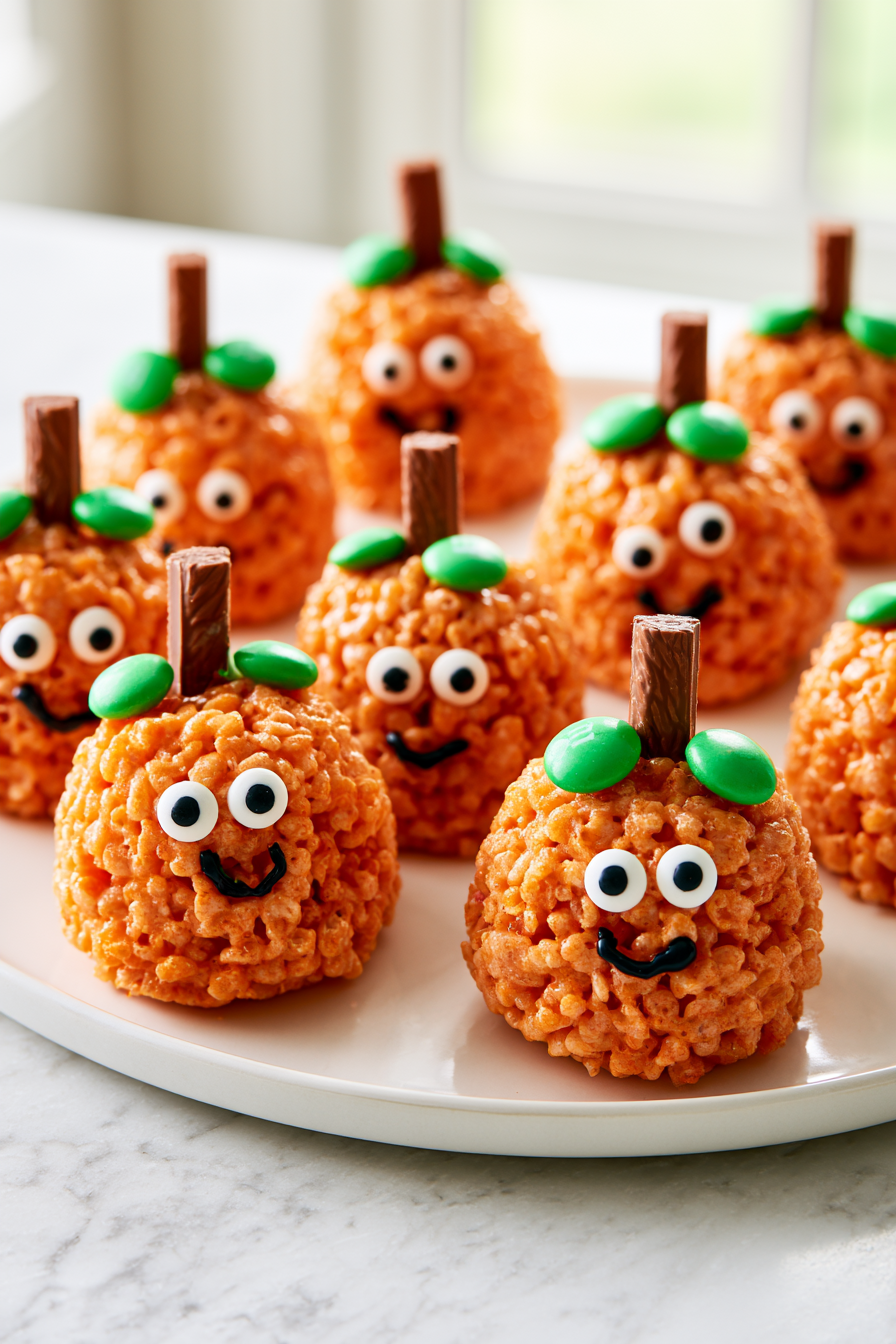 Dot black cookie icing on the candy eyeballs, sticking them to the pumpkins, and use icing to add a unique face