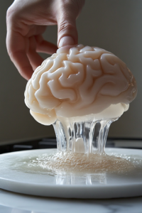 Gently removing the Jello Brain from the mold