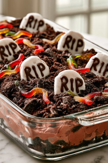 Halloween Dirt Cake with Gummy Worms Recipe