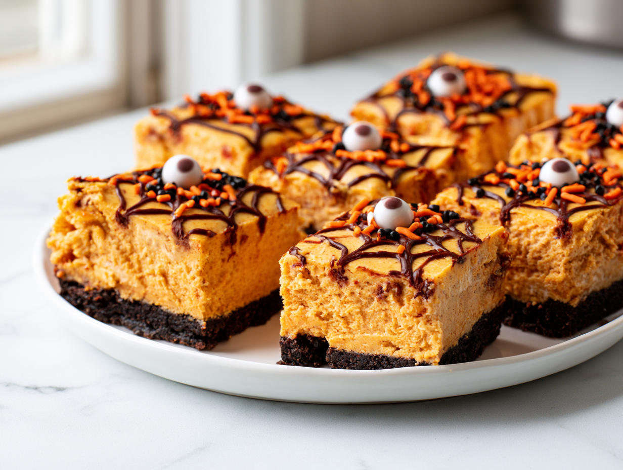 Halloween Pumpkin Cheesecake Bars Recipe