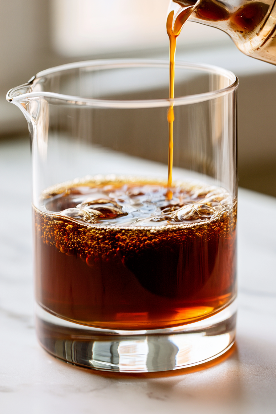 In a mixing glass, combine the rum, fall simple syrup, allspice dram, and bitters