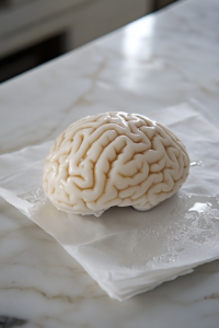 Lightly oiling the brain mold for a smooth Jello Brain release