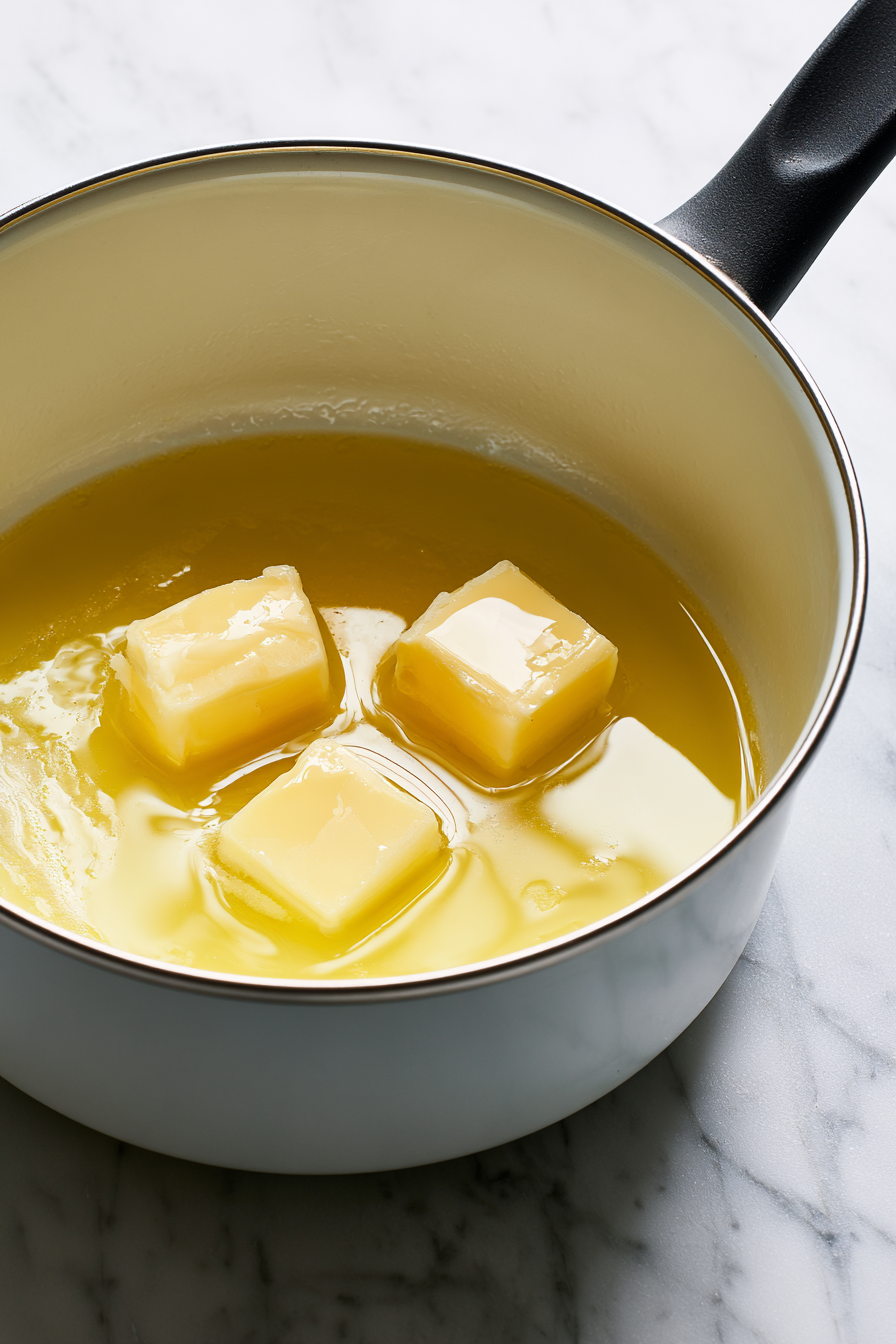 Melt 3 tablespoons of unsalted butter in a large saucepan over low heat