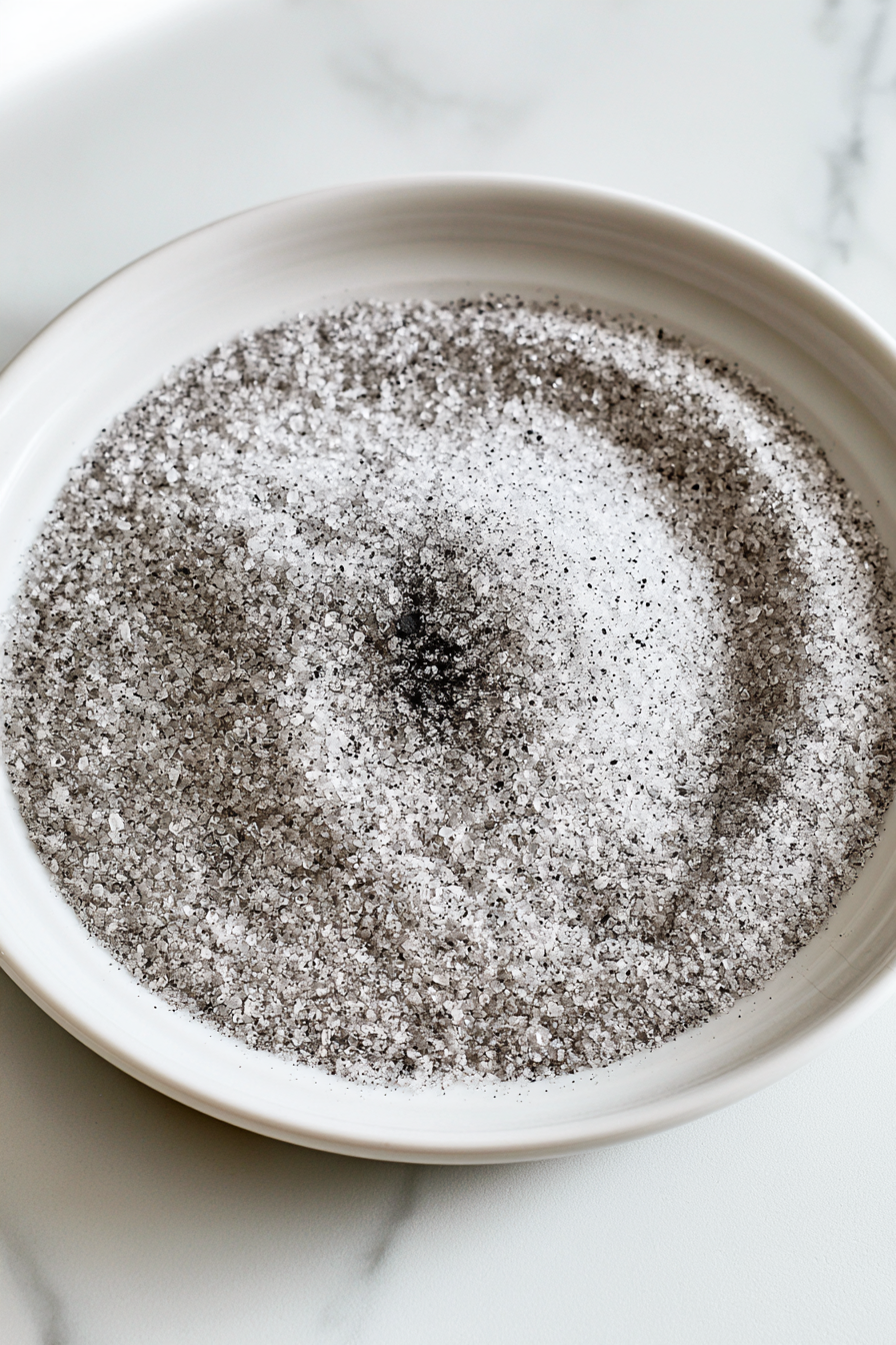 Mix sugar with a pinch of activated charcoal on a small plate to make a grey color