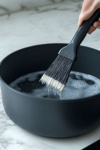 Mixing Sugar Water Corn Syrup and Black Food Coloring for Caramel Apples