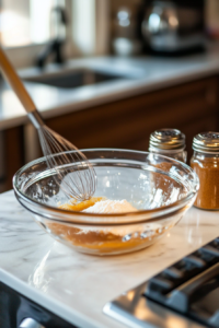 Mixing ingredients for Apple Cider Cream Pie filling