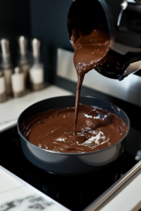 Pouring Batter into Prepared Cake Pan for Spider Web Cake