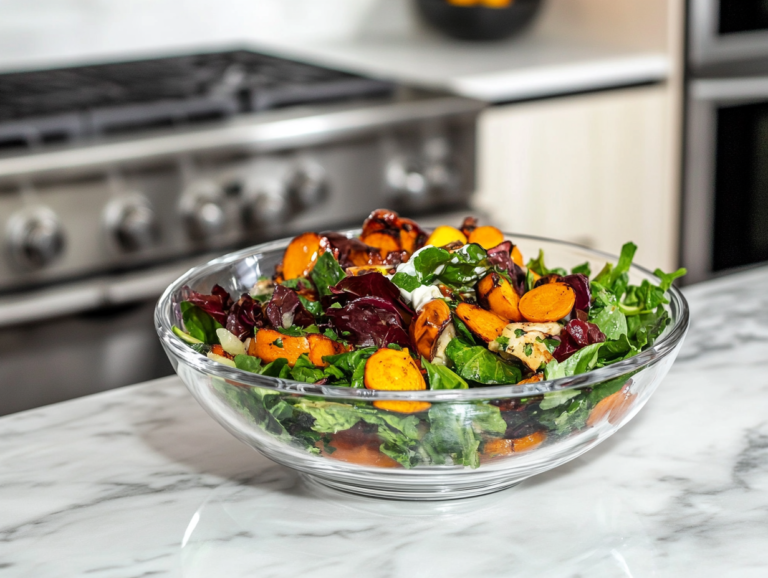 Roasted vegetable salad is ready to serve