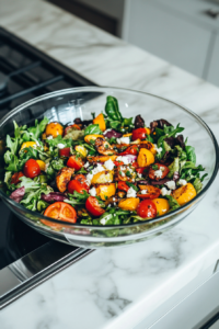 Roasted vegetable salad ready to serve immediately