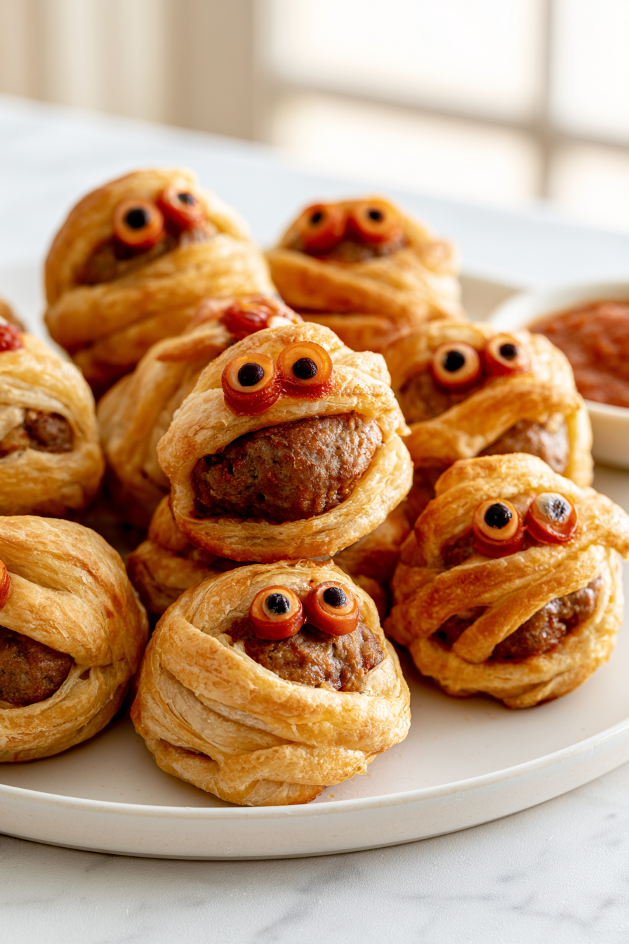 Serve Halloween Mummy Meatballs