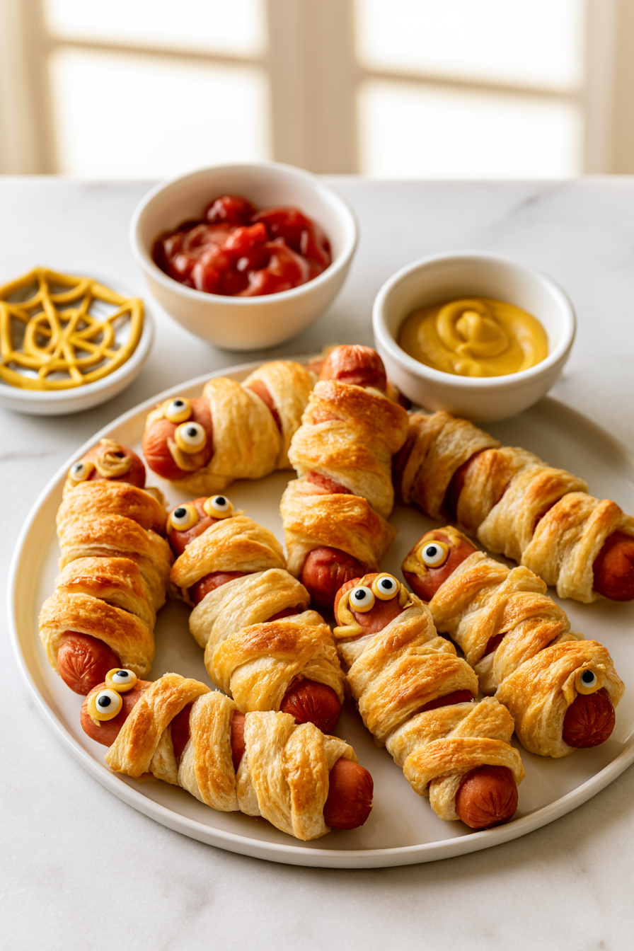 Serve with a bowl of ketchup and mustard spiral