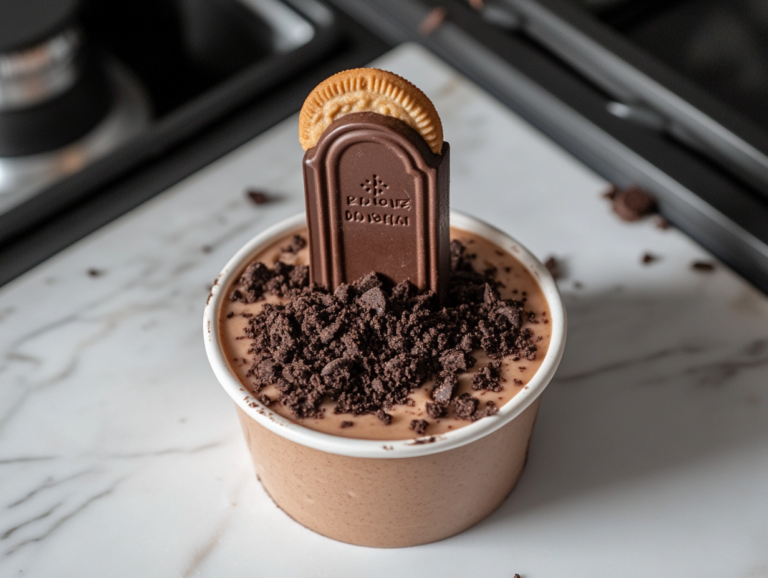 Serving Halloween Pudding Cups with Oreo Dirt and Candy Decorations
