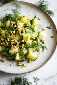 Serving Radicchio Brussels Sprouts Salad with Pistachios and Dill