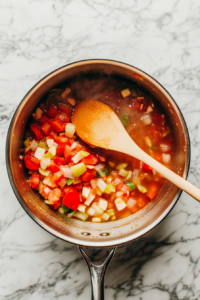 Simmering Vegetable Soup with Potatoes and Cabbage