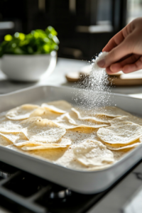 Sprinkling Seasoning on Tortilla Chips for Spooky Halloween Tortilla Chips