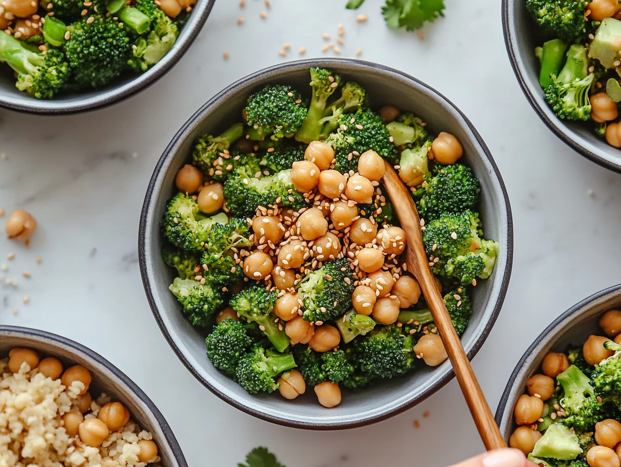 Sticky Sesame Chickpeas & Broccoli recipe is ready to serve