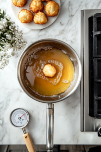 Testing the Frying Temperature for Crispy Apple Fritters