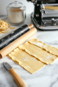 Thin Sheets of Pasta Dough for Butternut Squash Ravioli