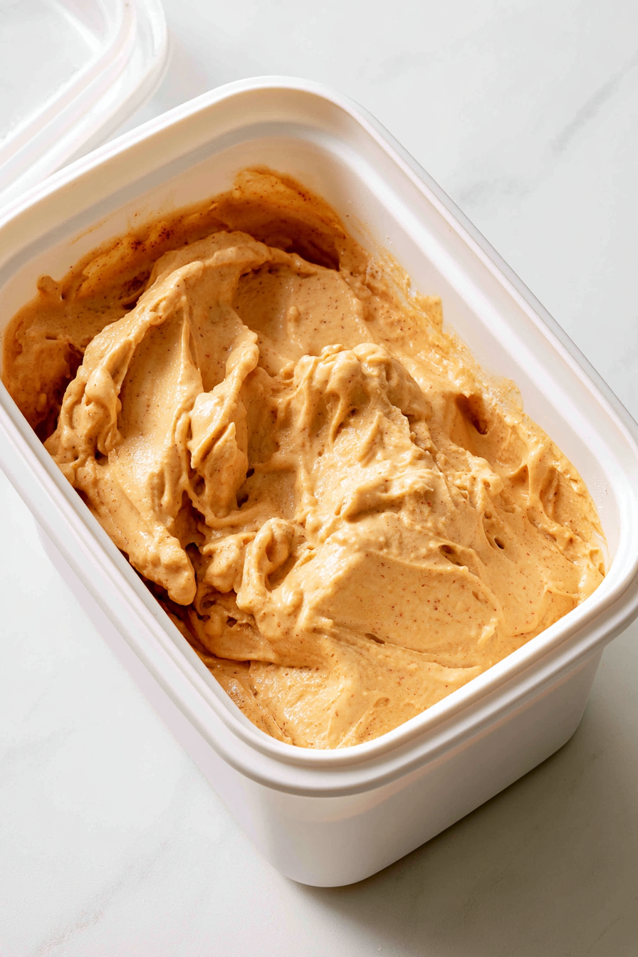 Transfer to a container, cover, and freeze until firm.