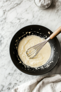 Chickpeas being stirred into a thickened soy and garlic-based sauce in a skillet, absorbing all the flavors for the chickpea stir-fry recipe.