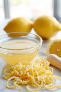 Hands zesting a lemon and squeezing juice into a bowl for salad.