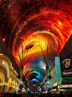 The world’s largest observatory wheel in Las Vegas, offering panoramic views of the city’s skyline and desert surroundings, attracting tourists for its unique vantage point.