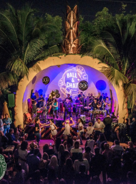 Vibrant exterior of Ball & Chain, a historic live music venue and bar in Little Havana, adorned with colorful murals and a lively atmosphere, perfect for enjoying Cuban culture and music.