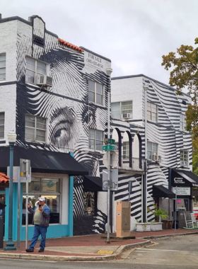 Colorful painted building in Little Havana, capturing the essence of Cuban culture with vibrant murals and artistic designs that reflect the neighborhood's rich heritage and community spirit.

