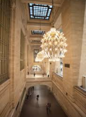 Stunning interior of Grand Central Terminal in New York City, featuring the iconic turquoise ceiling with starry constellations and bustling commuters.