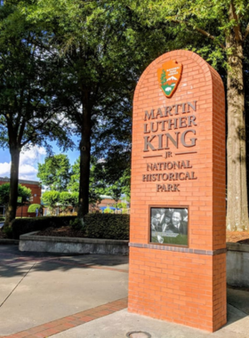 The Martin Luther King Jr. National Historical Park in Atlanta, honoring Dr. King’s legacy, with historical buildings and memorials, inviting visitors to reflect on his life and impact.