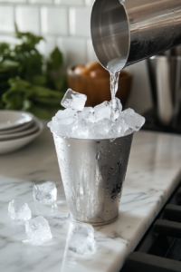 cocktail shaker filled with ice