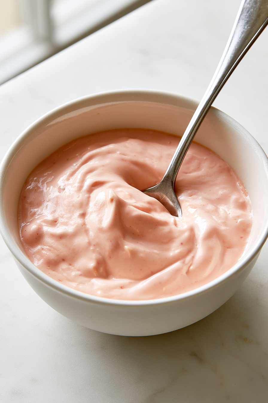 in a small bowl, mix together mayo and ketchup to create the sauce