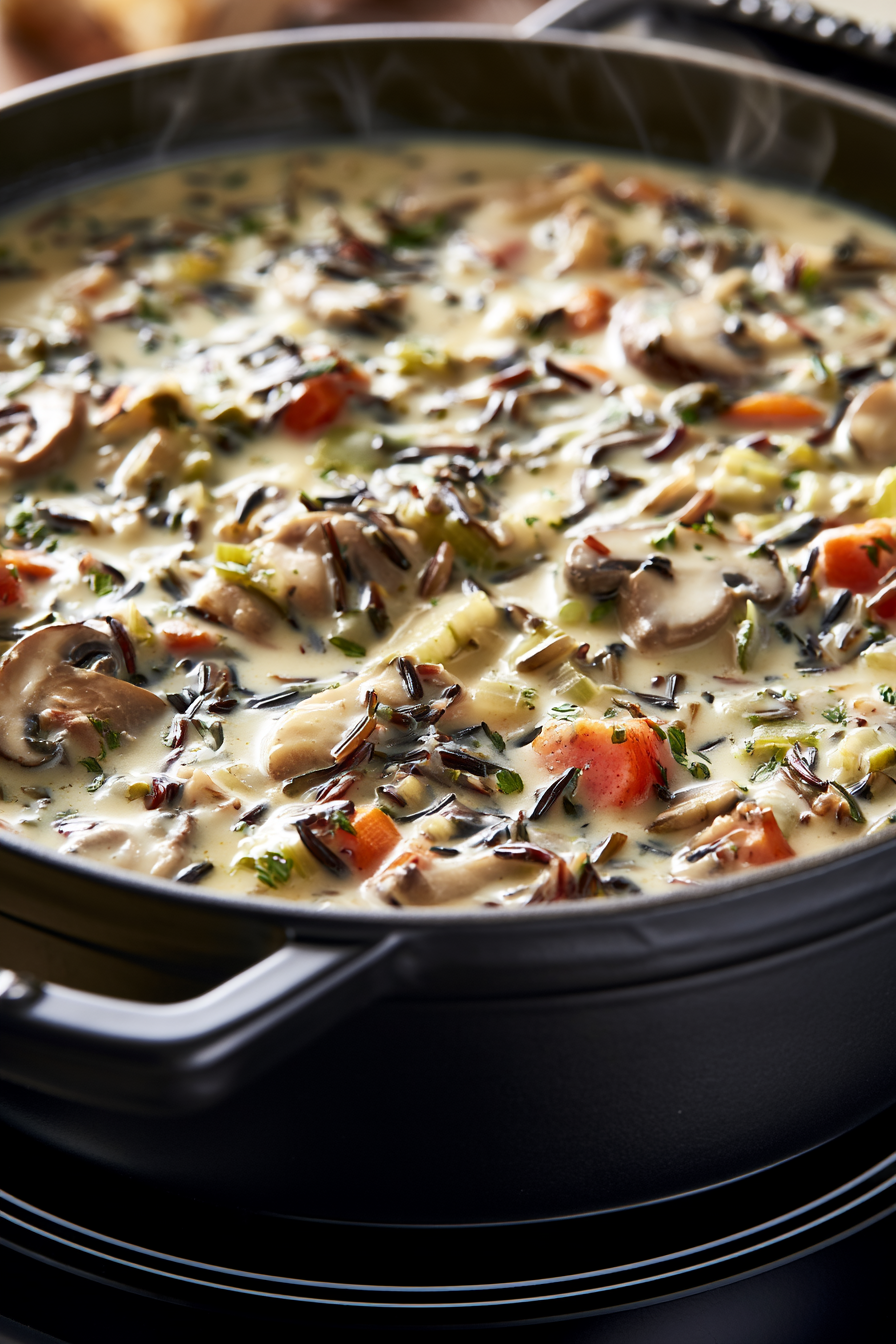 Add cooked wild rice, milk, and half-and-half. Simmer for 10-15 minutes