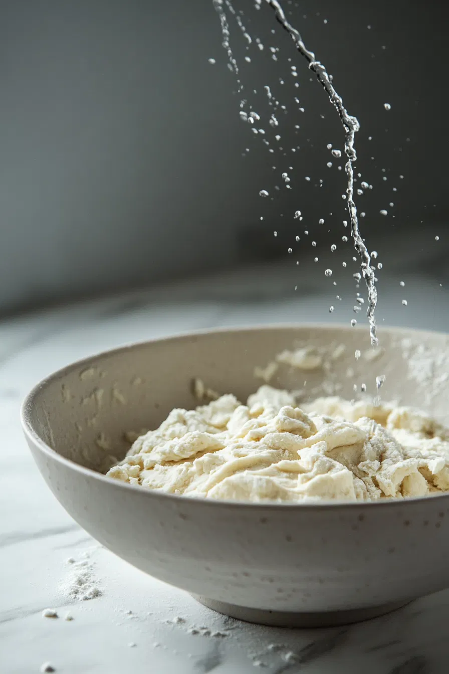 Add ice water and bring the dough together.